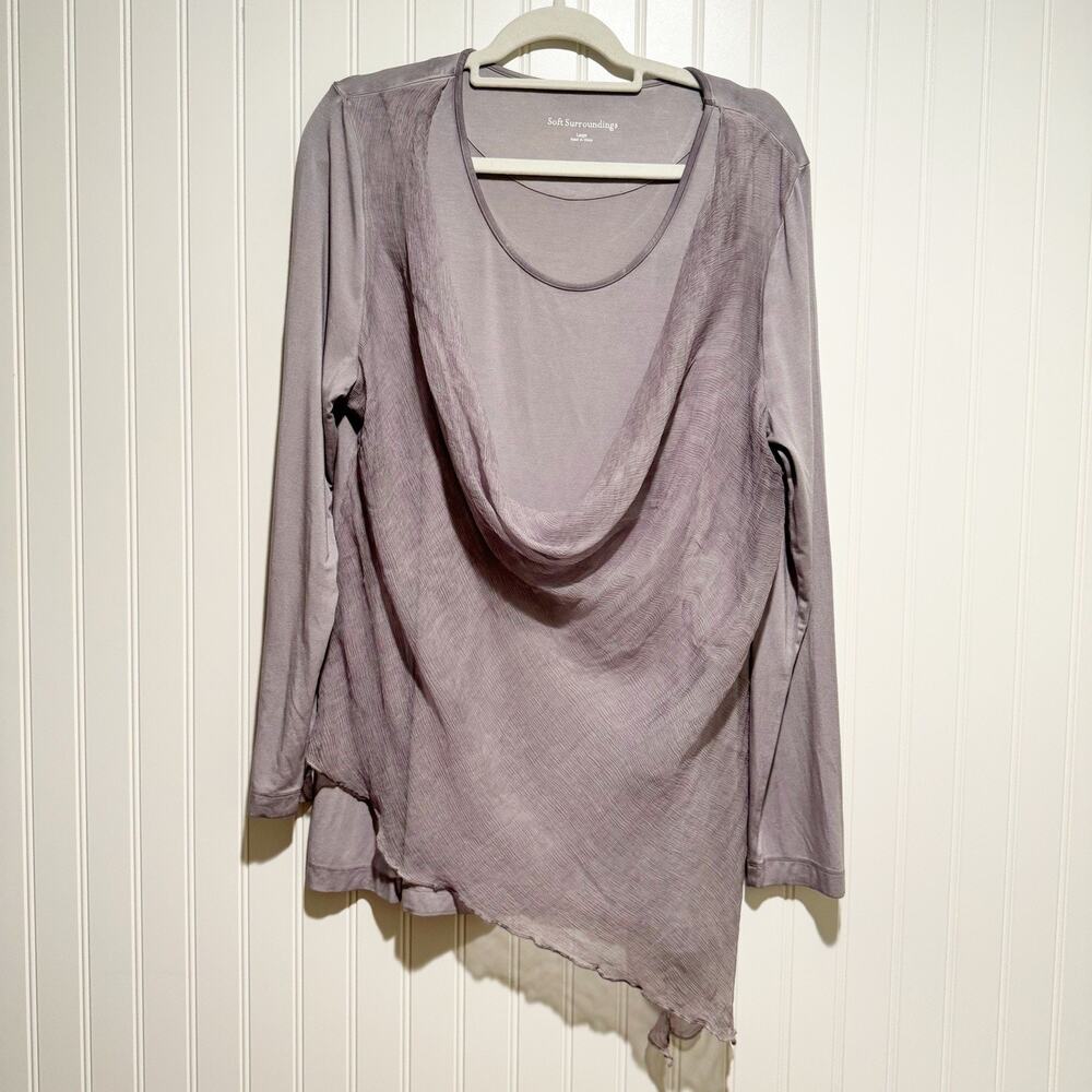 Soft Surroundings Gray Asymmetrical Blouse